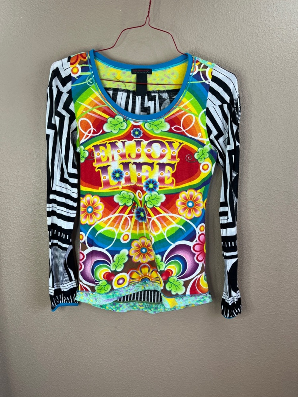 Custo Barcelona Multicolor 'Enjoy Life' Graphic Long Sleeve Tee